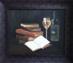 Wine & Books, acrylic on canvas by Melanie Campbell-Carter, © 2014, all rights reserved.
