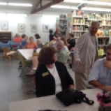 BAGSC Members and their guests gathered in the Arboretum Library for the artists' walk-through, led by Matt Ritter.