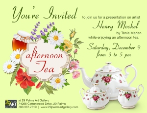 Invitation to "Afternoon tea and the serigraphs of Henry R. Mockel," a lecture by Tania Marien.