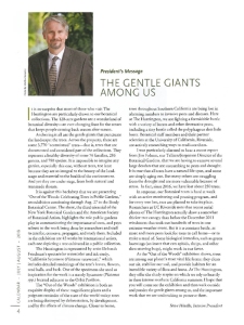 Steve Hindle, Interim President of The Huntington, "President's Message: The Gentle Giants Among Us," July/August "Calendar."