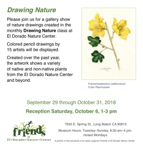 Flyer for "Drawing Nature" exhibition in Long Beach, California.